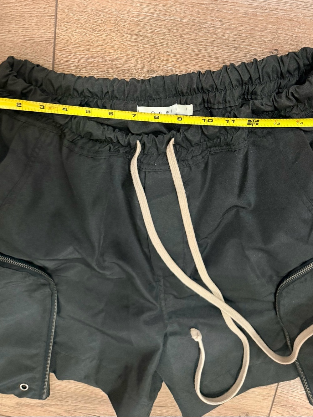 MNML Men's Front Pocket Geo Black Drawstring Cargo Shorts 0484 - Picture 5 of 6